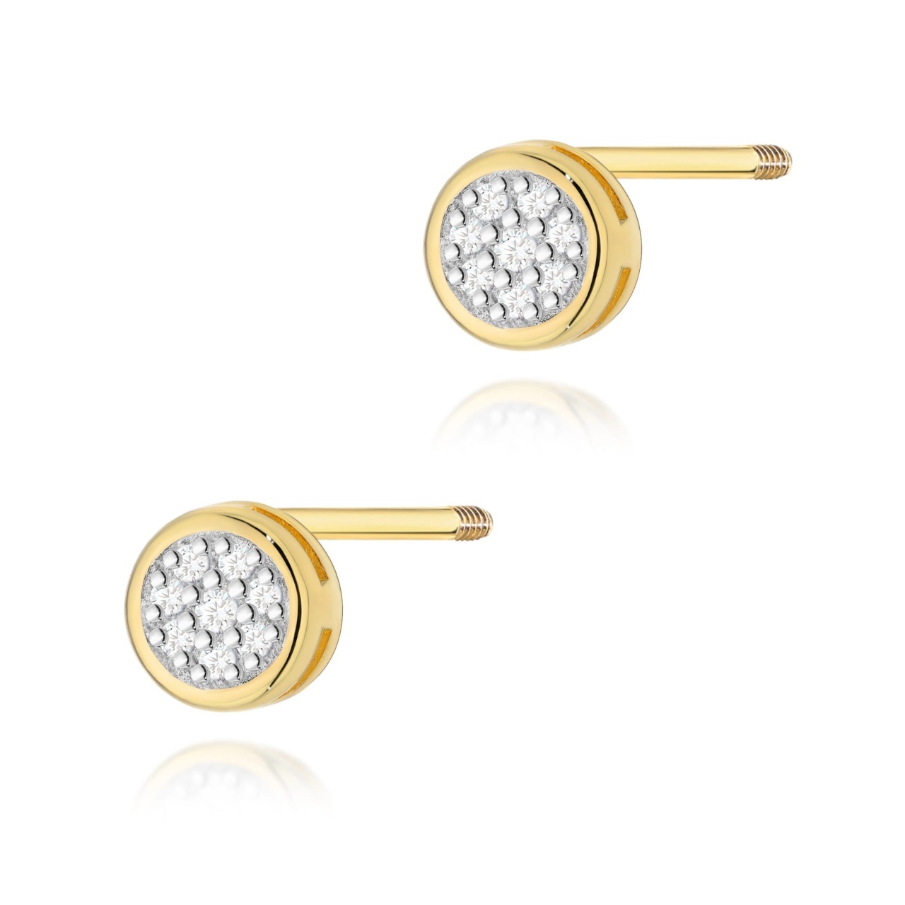 Cercei Aur 14K cu Diamante Naturale 0.08 ct Filet cu Protectie (Varianta: Galben)