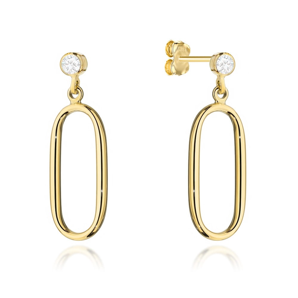 Cercei Aur 14k cu Model Oval si Zirconii Albe (Greutate: 1.31)