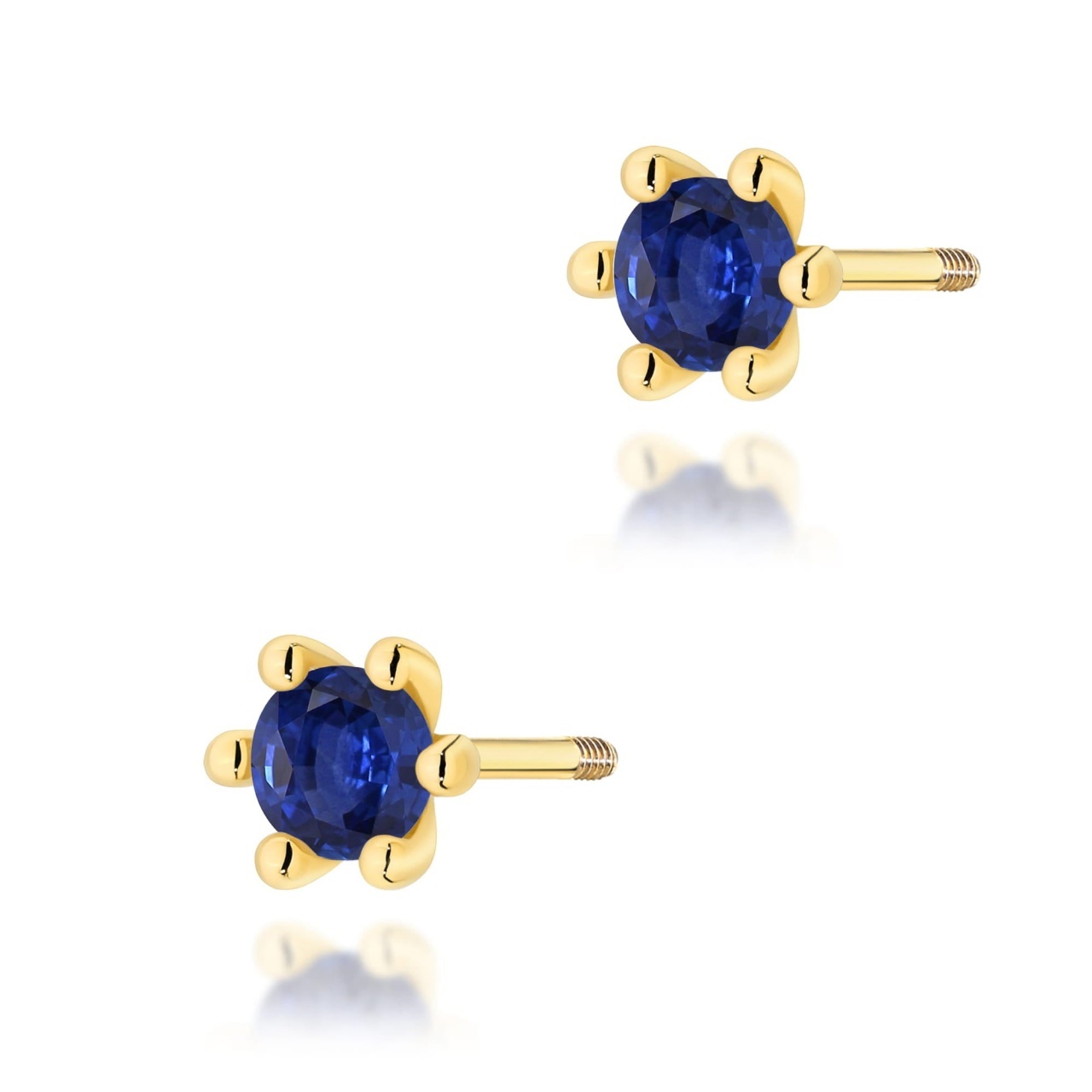 Cercei Aur 14K cu Safir 0.15 ct Filet cu Protectie (Varianta: Galben)