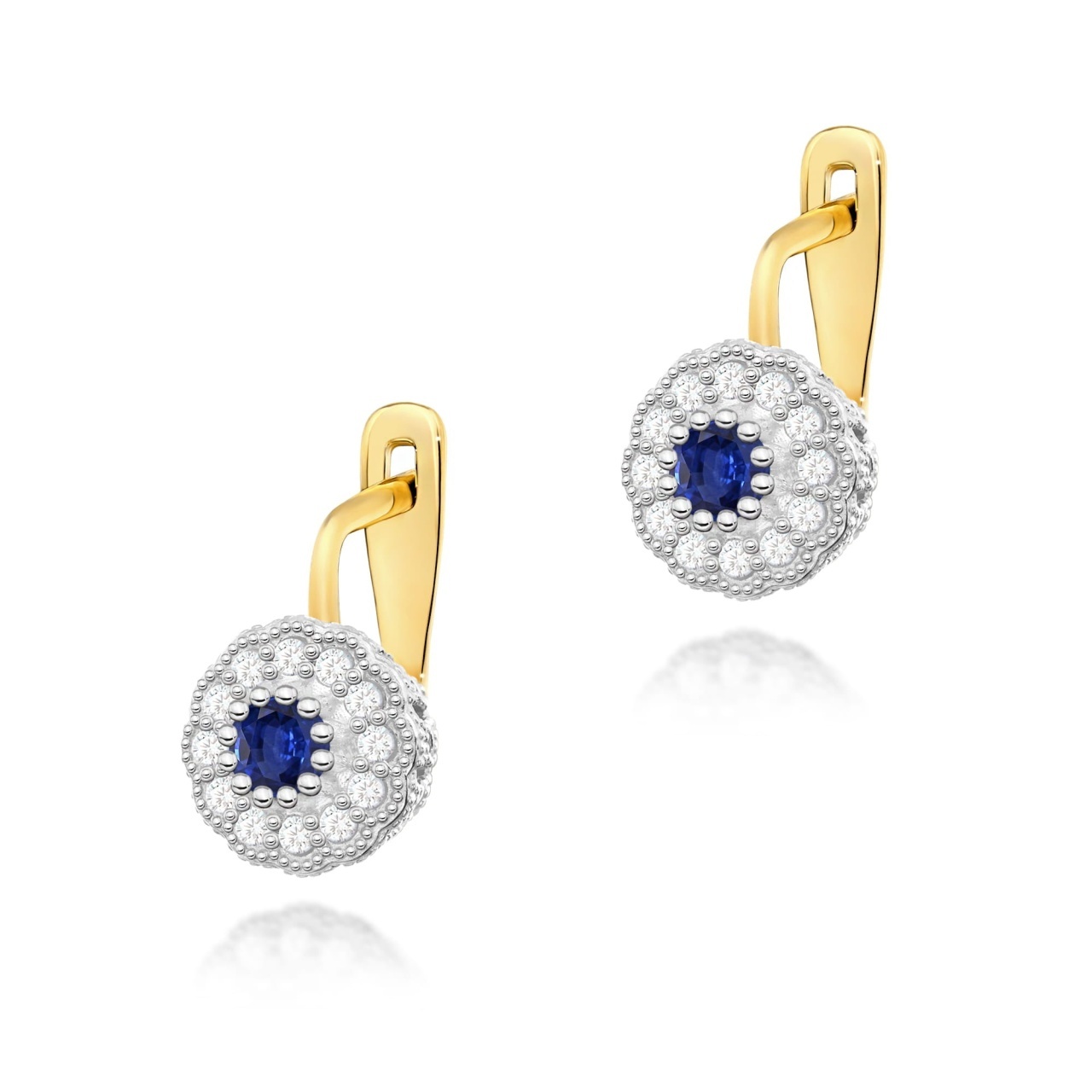 Cercei Aur 14K cu Safir 0.30 ct si Diamante Naturale 0.21 ct (Varianta: Alb)