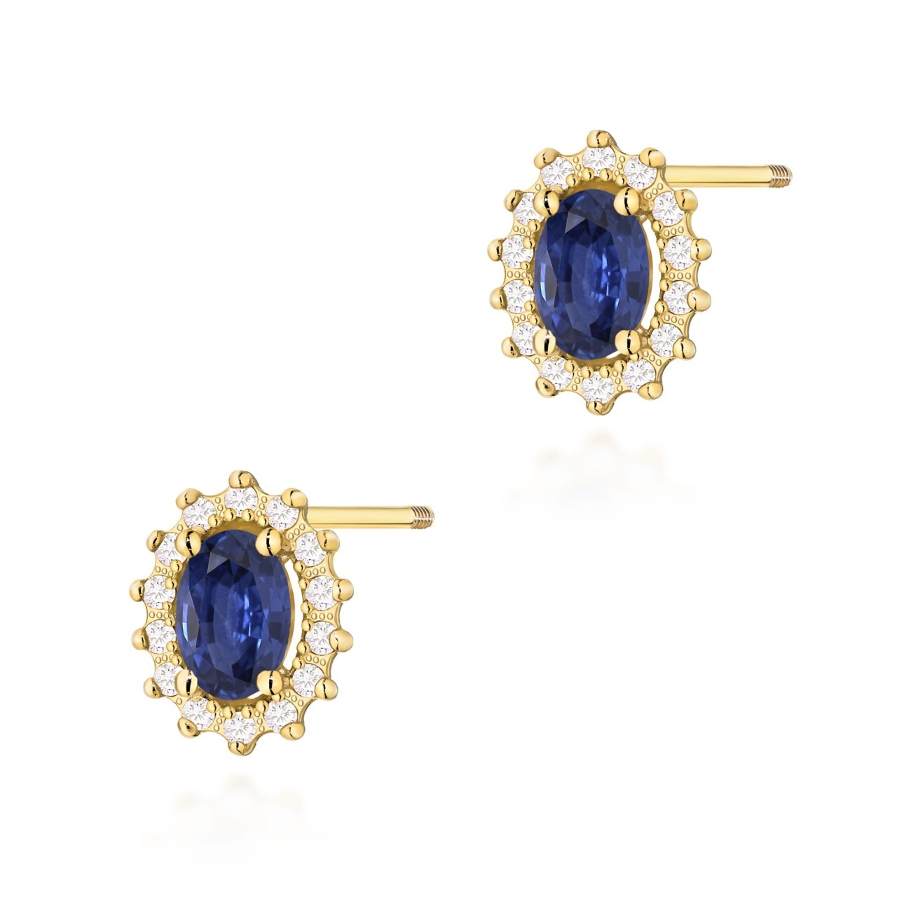 Cercei Aur 14K cu Safir 0.70 ct si Diamante Naturale 0.24 ct Filet cu Protectie (Varianta: Alb)