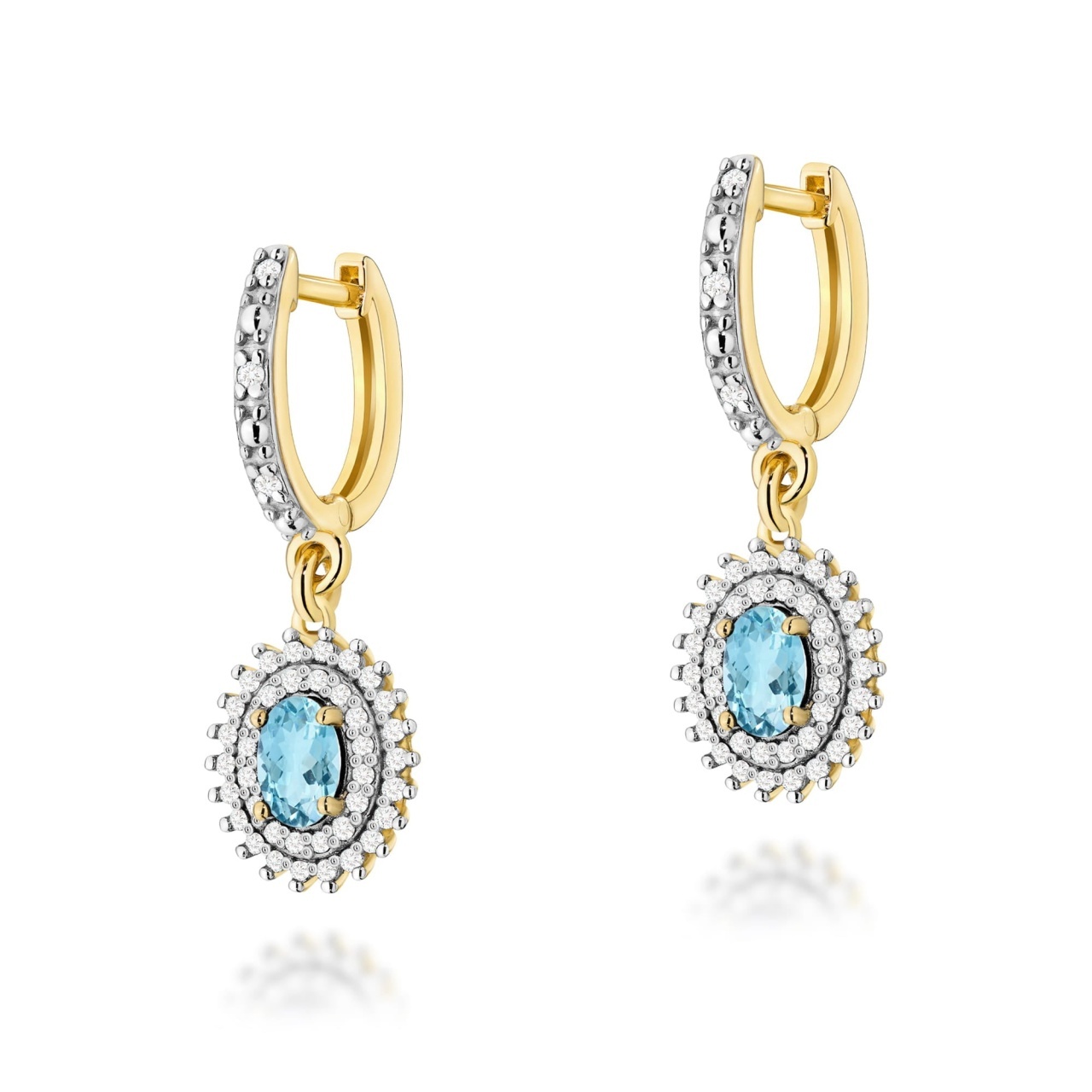 Cercei Aur 14K cu Topaz Swiss 0.50 ct si Diamante Naturale 0.44 ct (Varianta: Galben)