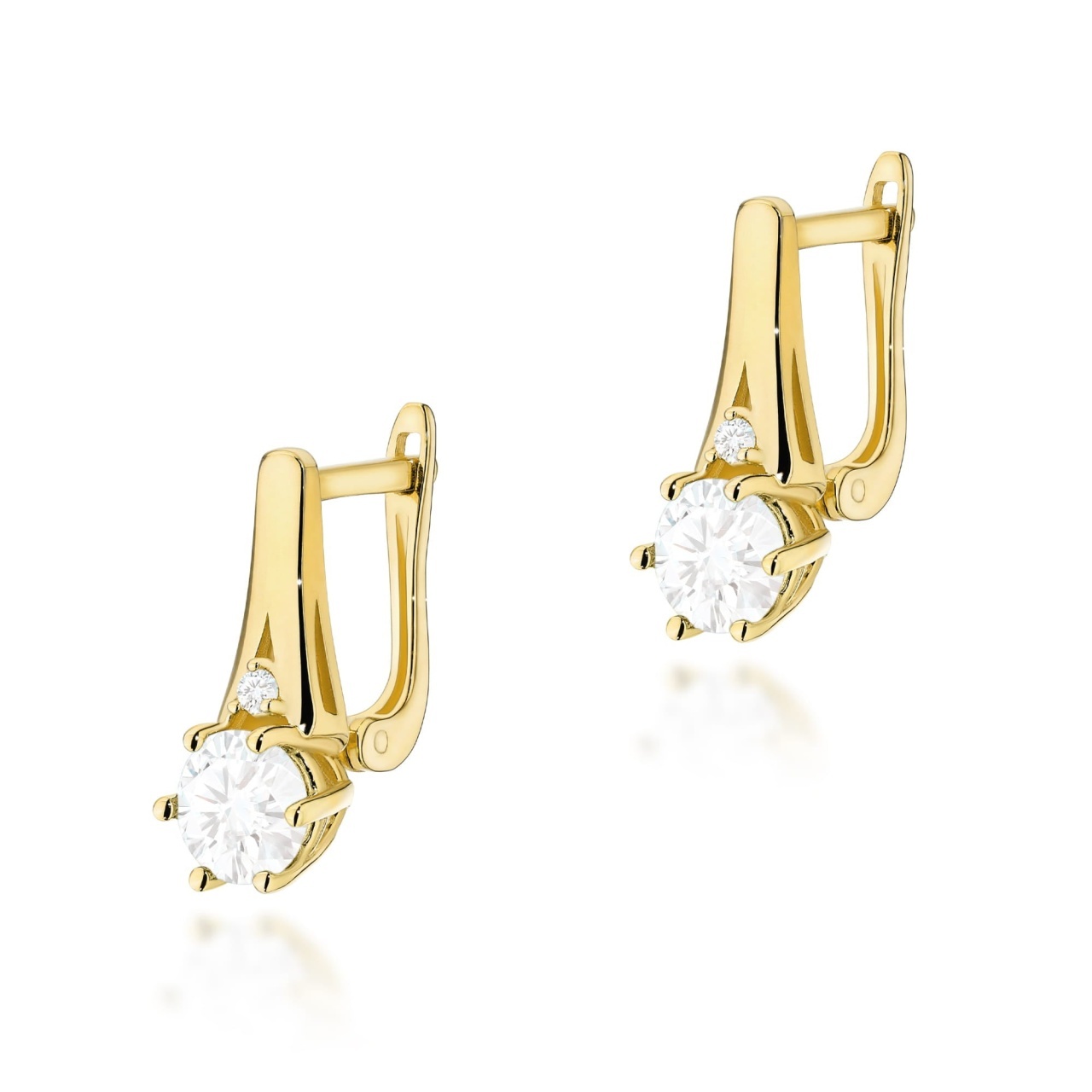 Cercei Aur 14K cu White Sapphire 0.60 ct si Diamante Naturale 0.03 ct (Varianta: Galben)