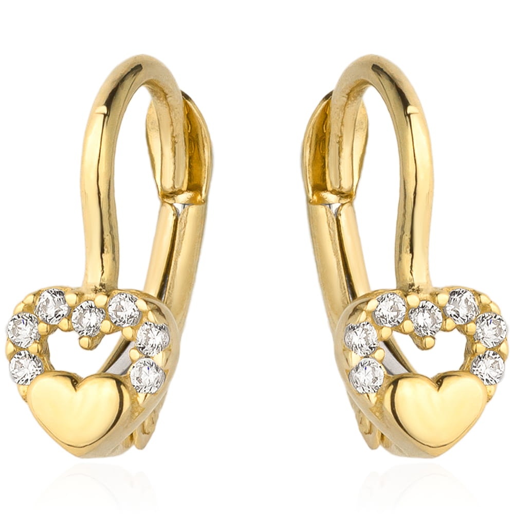 Cercei Aur 14K cu Zirconiu - Inima (Greutate: 1.22)