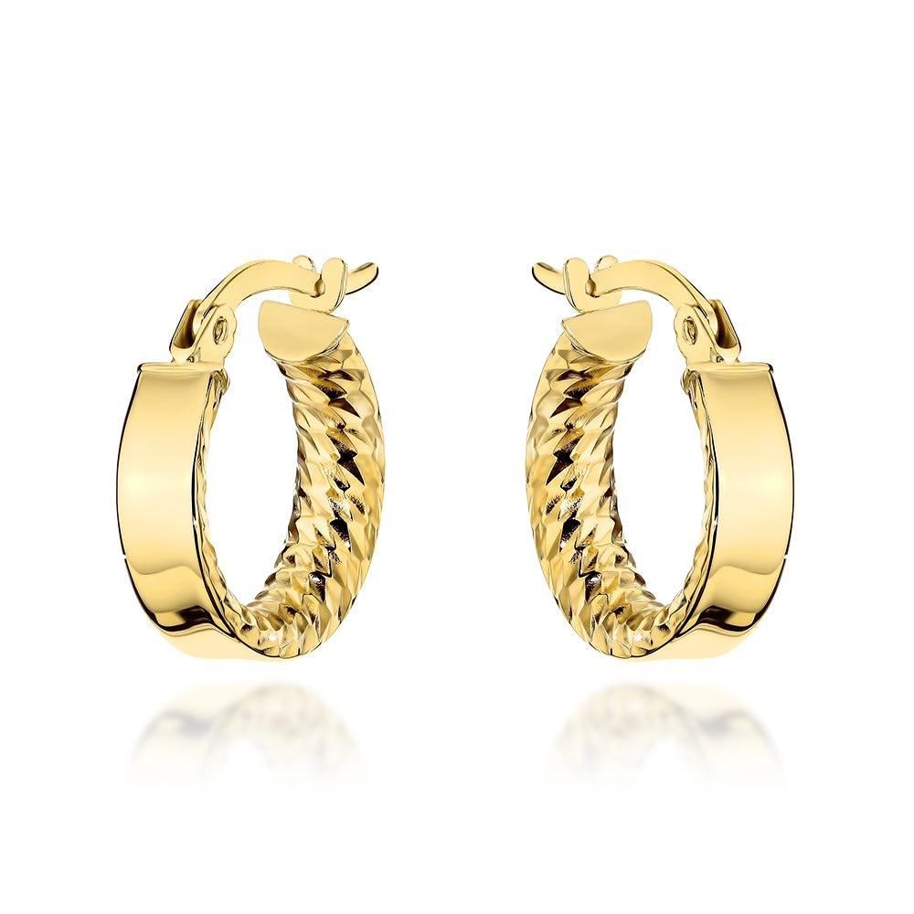 Cercei Aur 14K Rotunzi cu Design Interior Elegant (Greutate: 1.42)