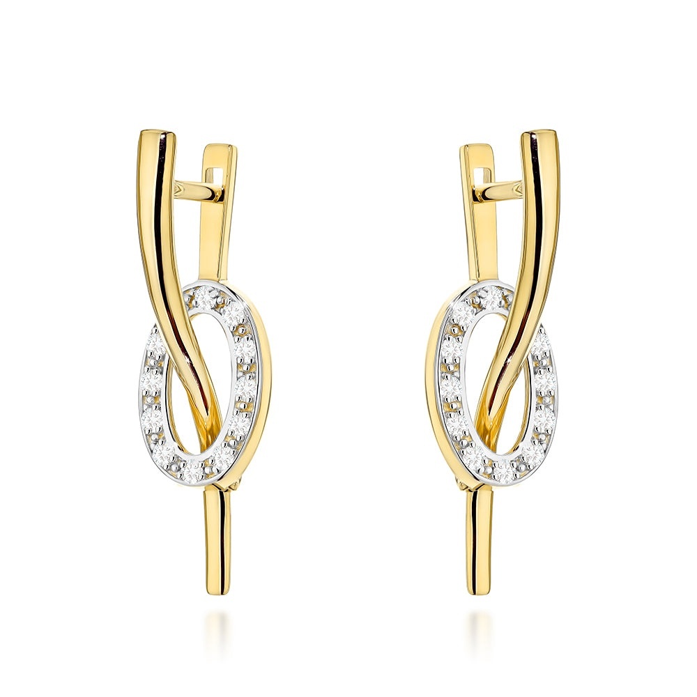 Cercei Aur 14K Val și Oval cu Zirconii (Greutate: 3.72)