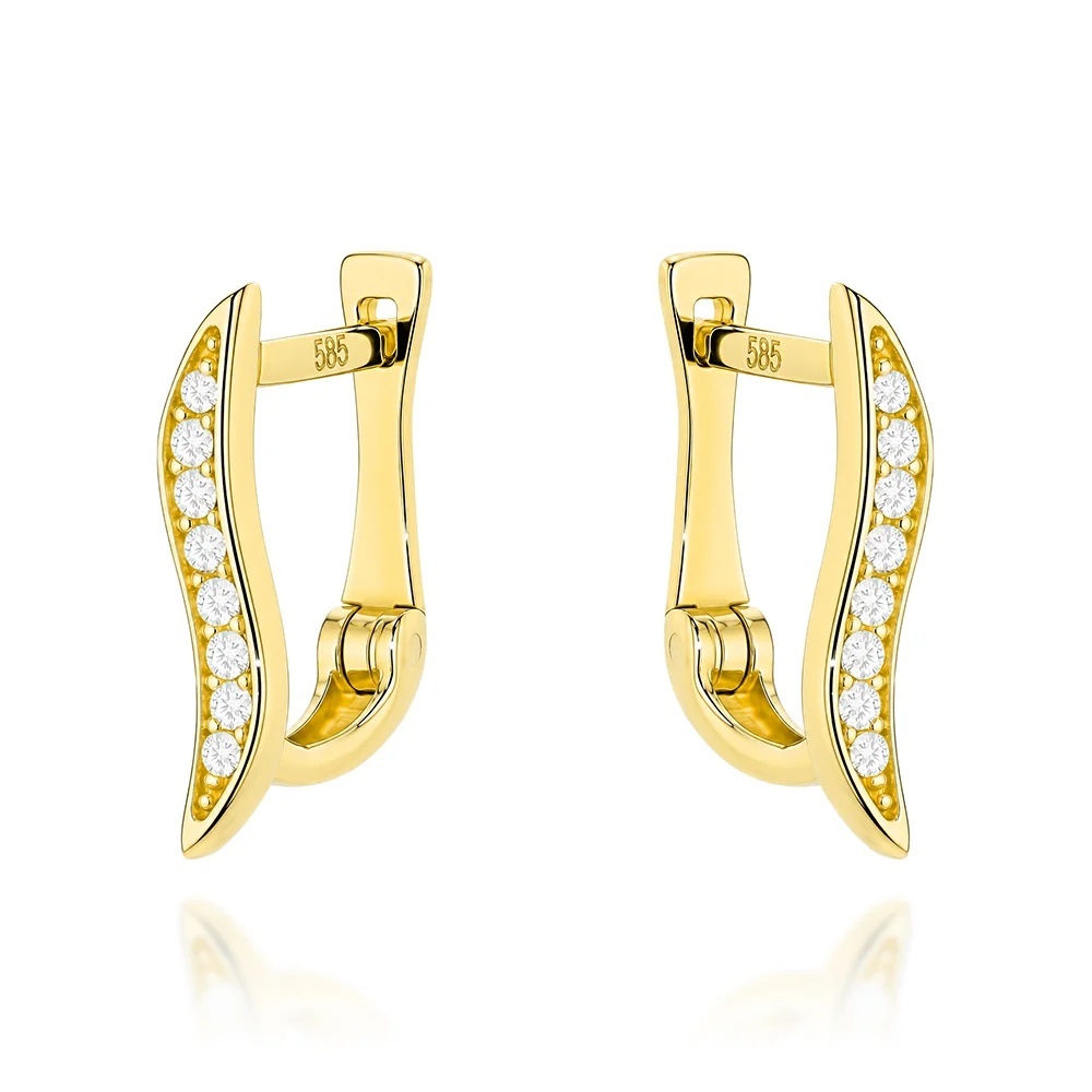 Cercei Aur 14K Vală Delicată cu Zirconiu (Greutate: 1.05)