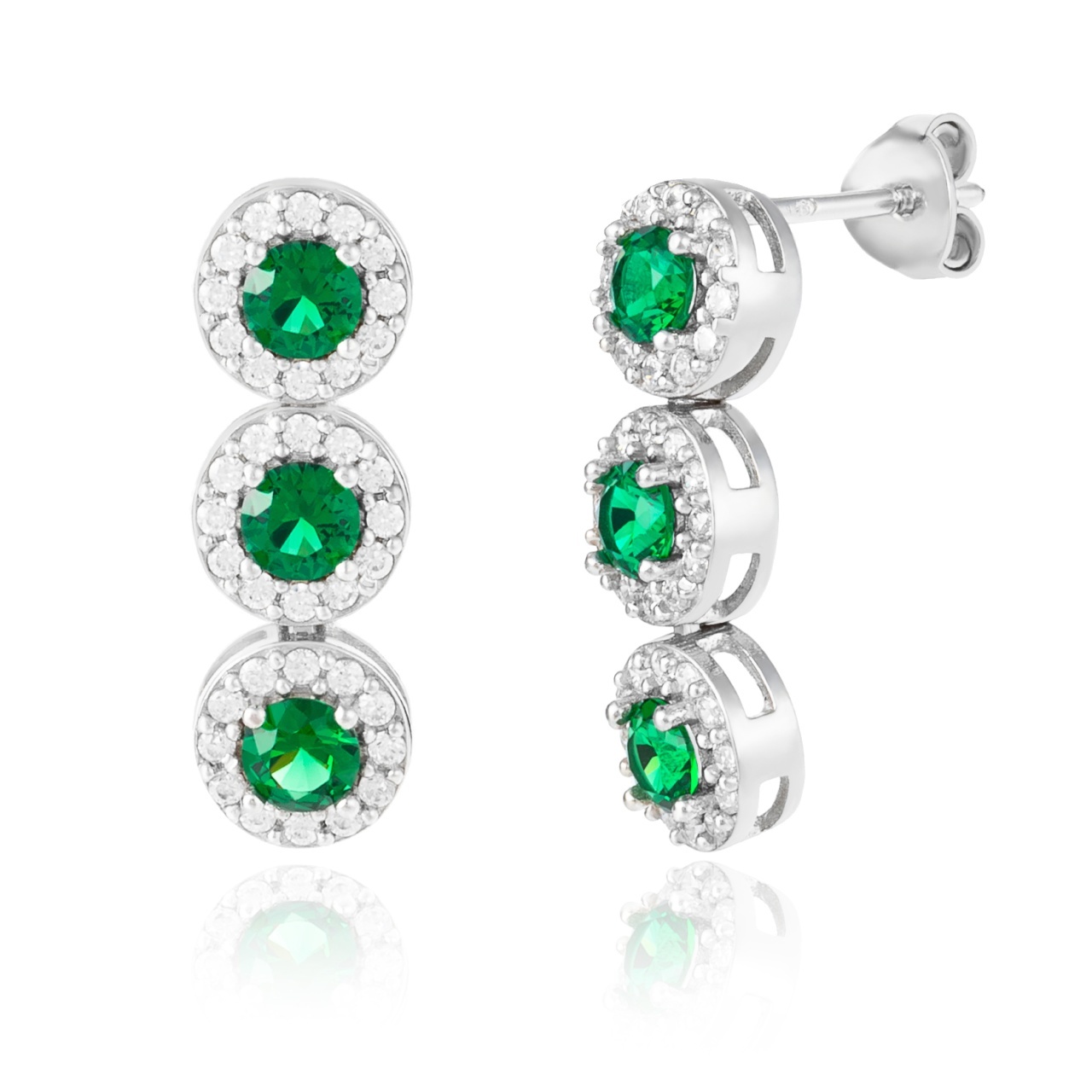 Cercei din argint 925 cu cristale Angel Collection - Green Edition