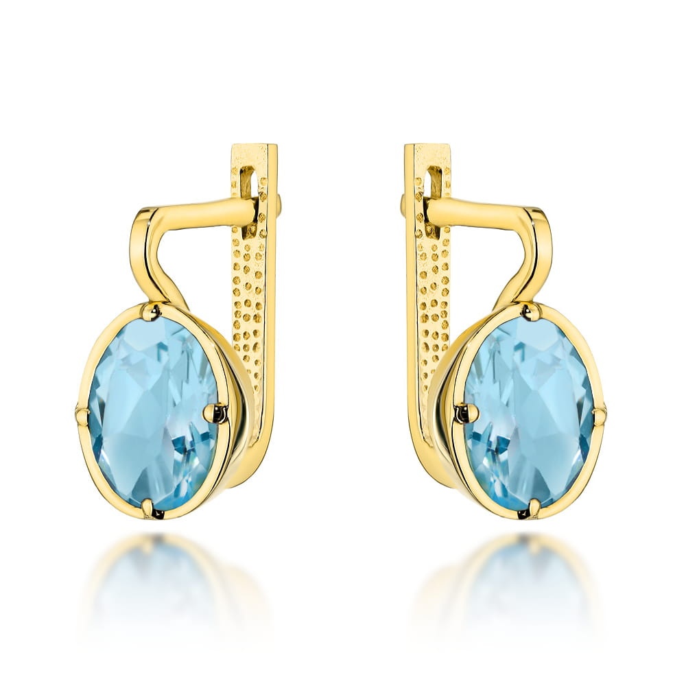 Cercei Din Aur Cu Topaz Oval, Colecția "Colorful Stone", Sistem Englezesc (Greutate: 3.82)