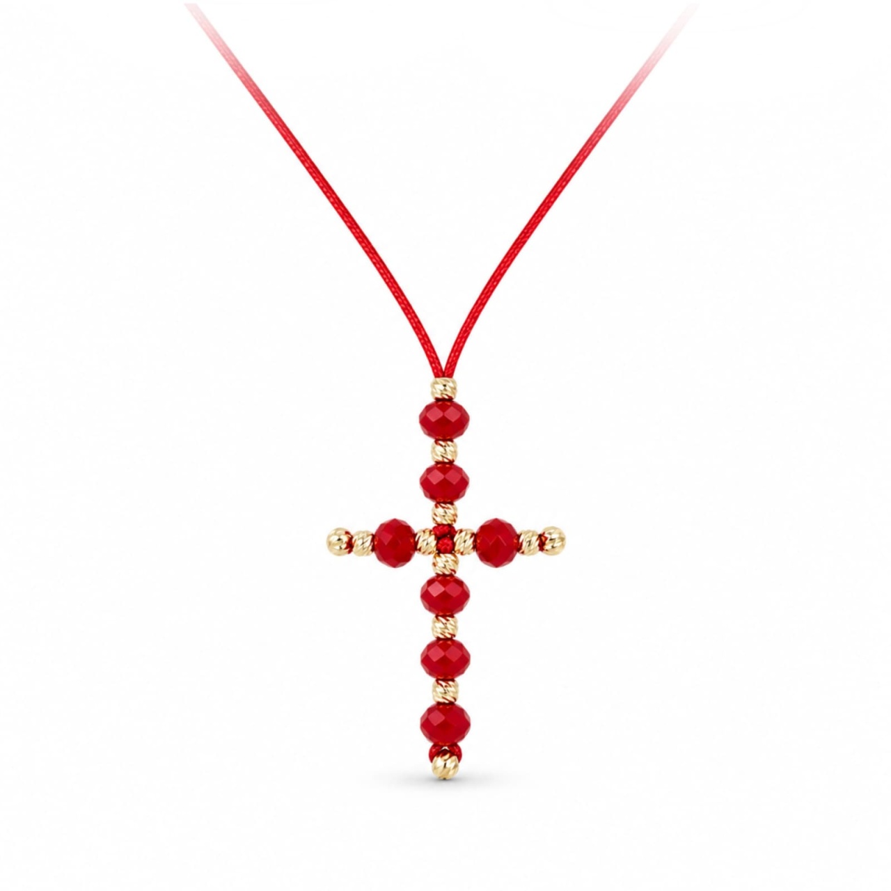 Choker Crystal Ruby Red Cross din AUR 14K