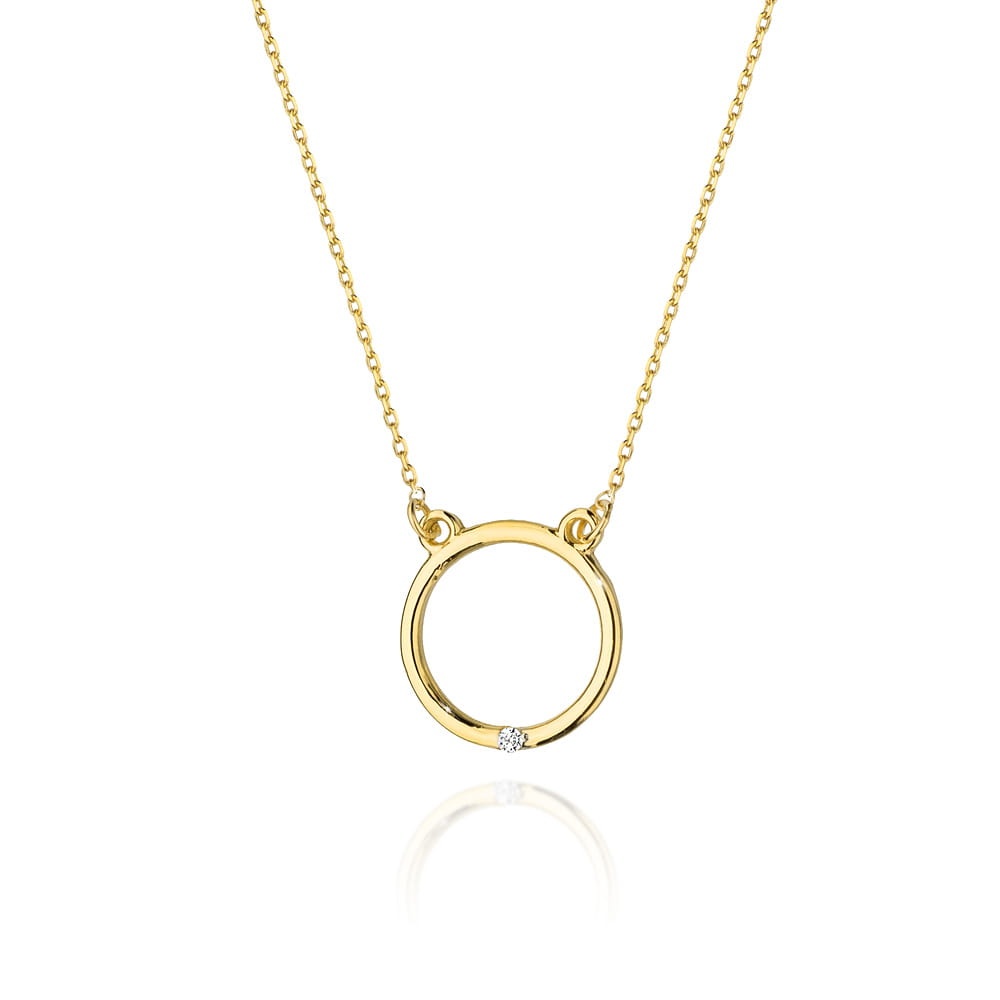 Colier Aur 14K cu Diamant Natural 0.01 ct (Varianta: Galben)