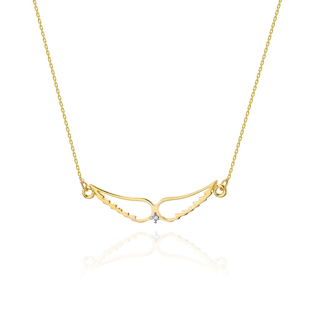 Colier Aur 14K cu Diamant Natural 0.01 ct (Varianta: Galben)