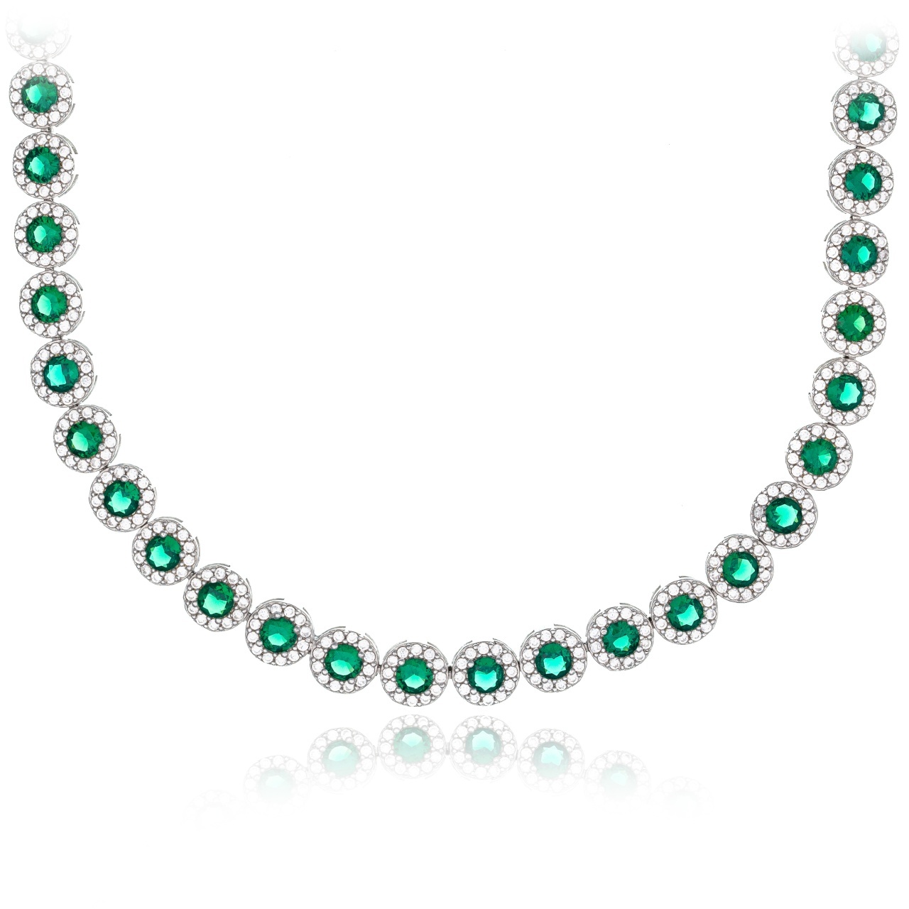 Colier din argint 925 cu cristale Angel Collection - Green Edition