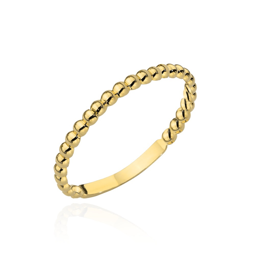 Inel Aur 14K Cu Bile Mici - Eleganță Delicată (Greutate: 1.35, Măsură: 10)