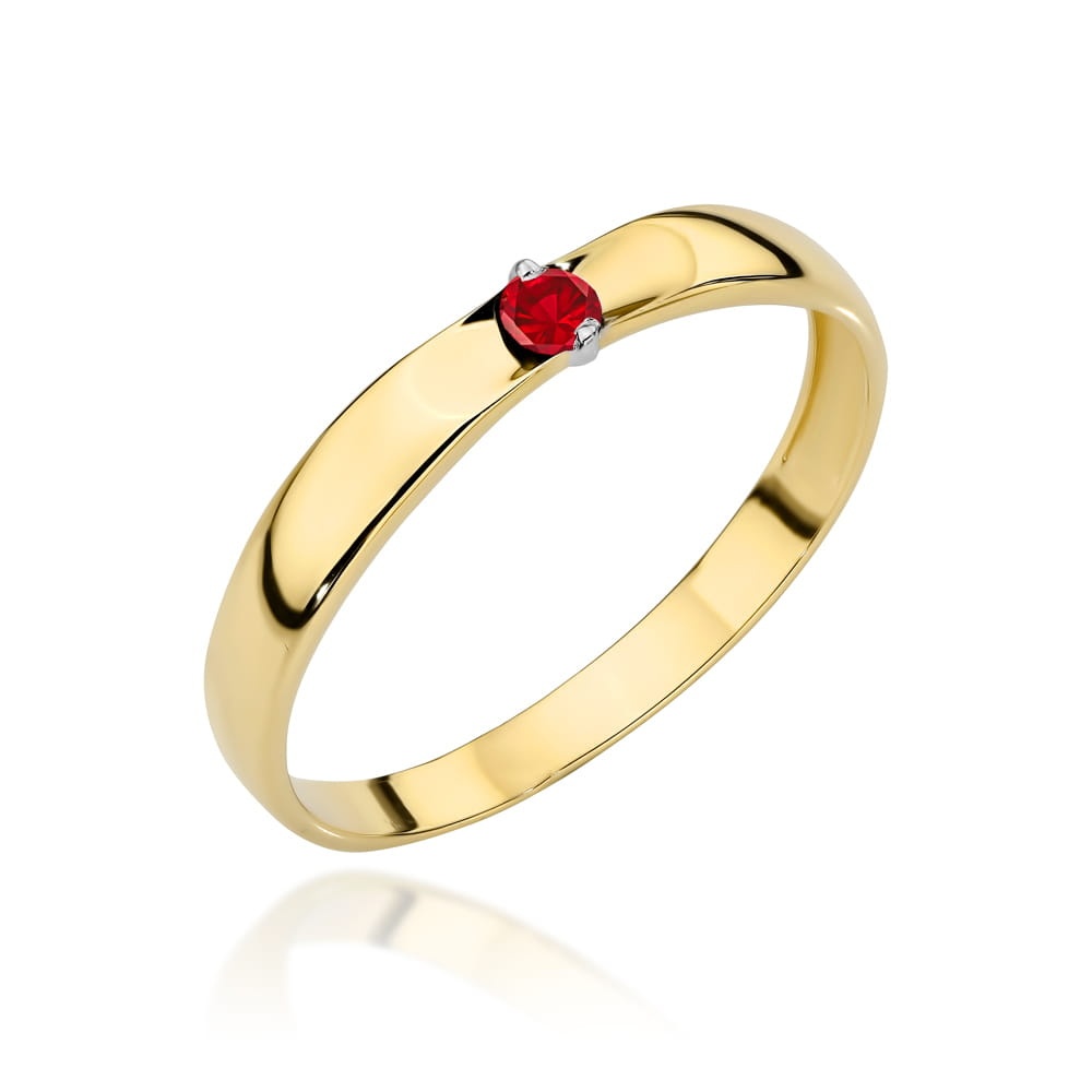 Inel Aur 14k cu Cristal Rosu (Greutate: 1.30, Măsură: 13)