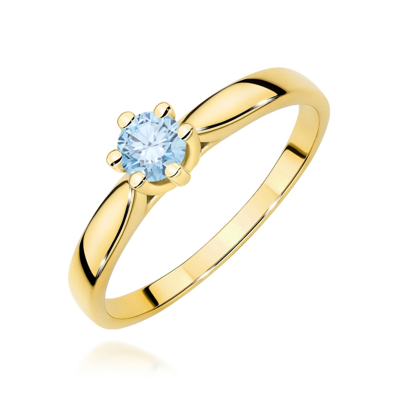 Inel Aur 14K cu Diamant Albastru de Laborator 0.30 ct (Varianta: Alb)