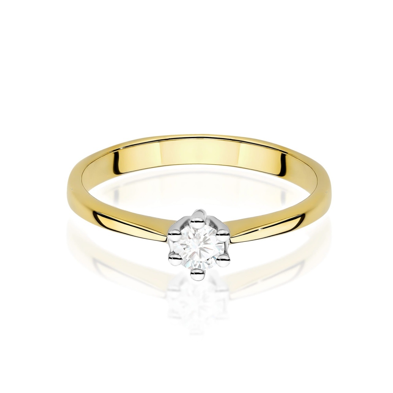 Inel Aur 14K cu Diamant de Laborator 0.15 ct (Varianta: Galben)