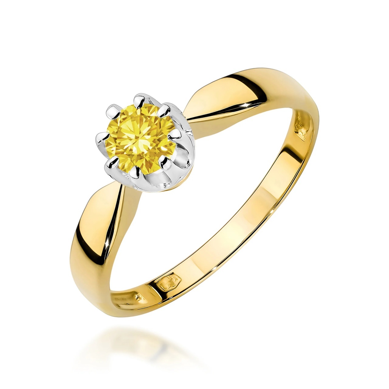 Inel Aur 14K cu Diamant Galben de Laborator 0.50 ct (Varianta: Galben)