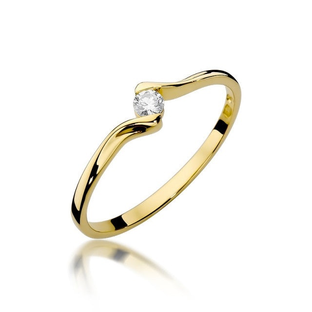 Inel Aur 14K cu Diamant Natural 0.09 ct (Varianta: Galben)