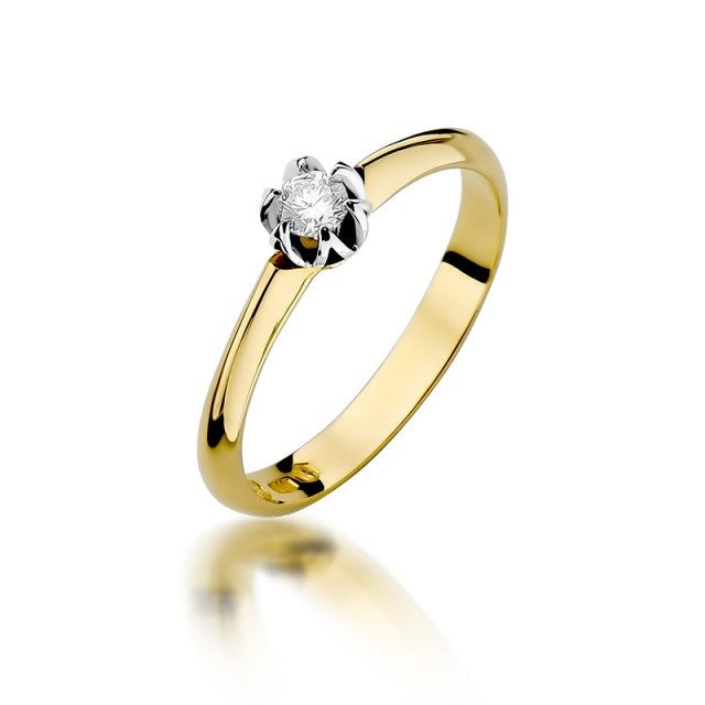 Inel Aur 14K cu Diamant Natural 0.10 ct (Varianta: Galben)
