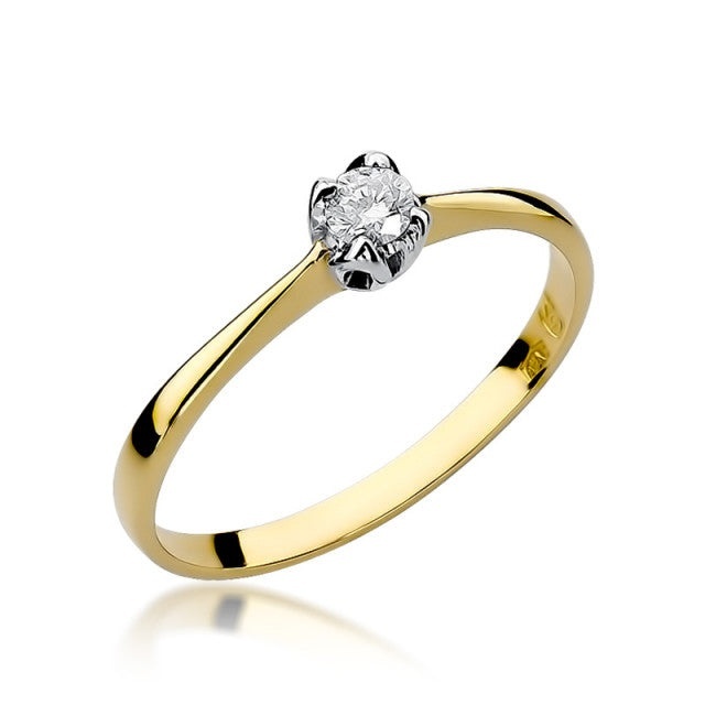 Inel Aur 14K cu Diamant Natural 0.10 ct (Varianta: Galben)
