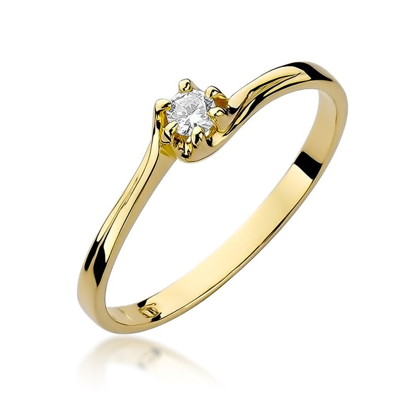 Inel Aur 14K cu Diamant Natural 0.10 ct (Varianta: Galben)