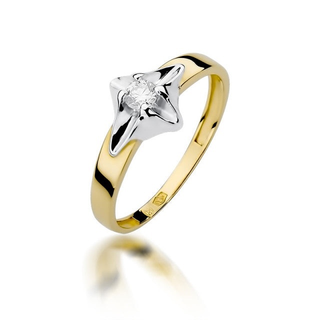 Inel Aur 14K cu Diamant Natural 0.12 ct (Varianta: Galben)