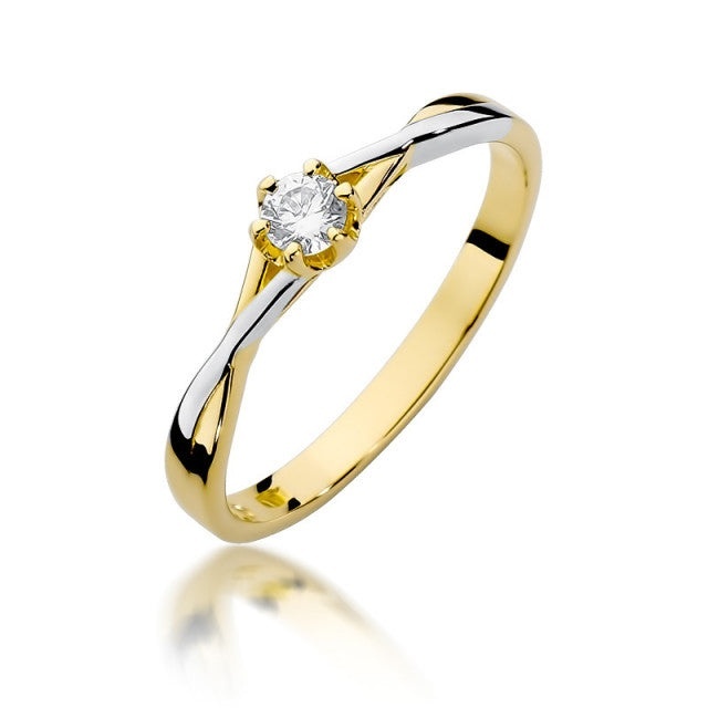Inel Aur 14K cu Diamant Natural 0.12 ct (Varianta: Galben)