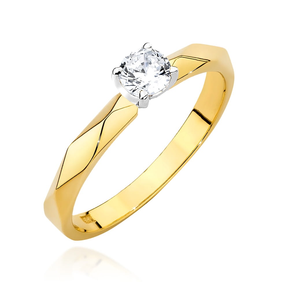 Inel Aur 14K cu Diamant Natural 0.20 ct (Varianta: Galben)