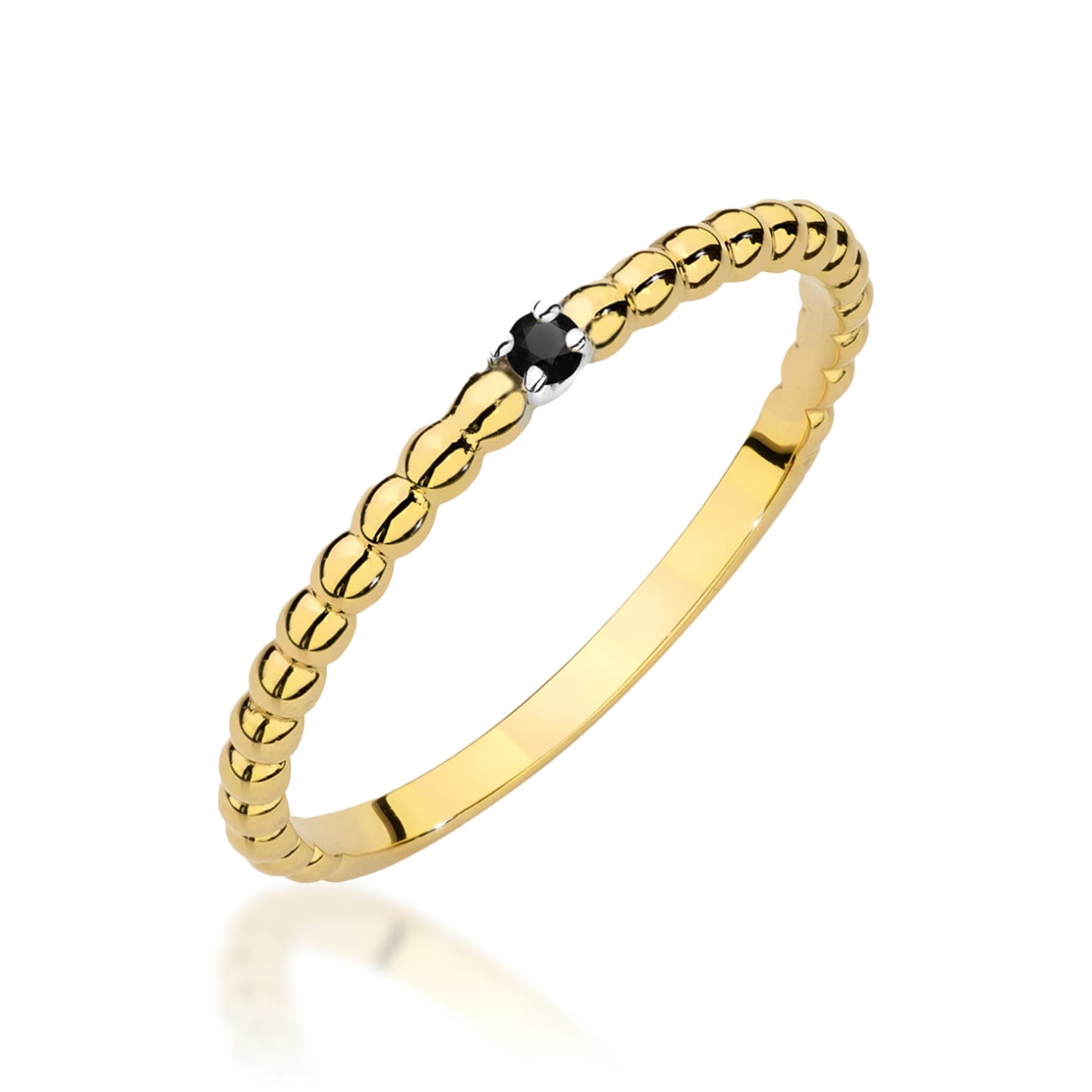 Inel Aur 14K cu Diamant Natural Negru 0.02 ct (Varianta: Galben)