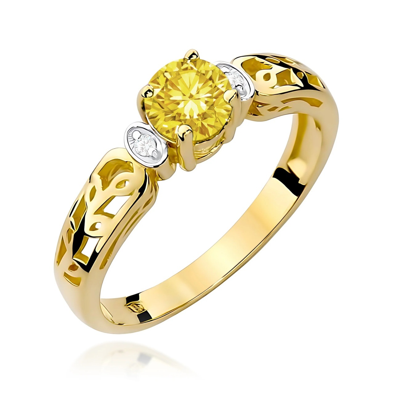 Inel Aur 14K cu Diamante Galbene de Laborator 0.52 ct (Varianta: Galben)
