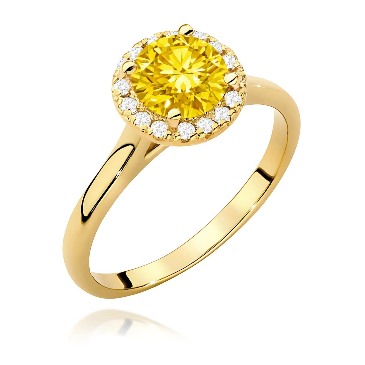Inel Aur 14K cu Diamante Galbene de Laborator 1.14 ct (Varianta: Galben)