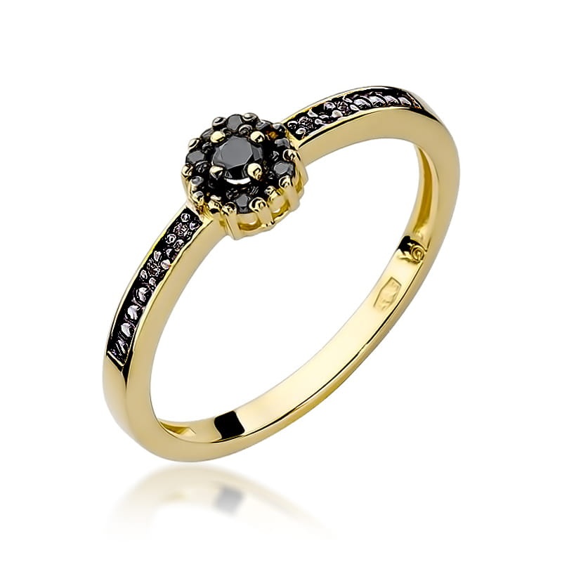 Inel Aur 14K cu Diamante Naturale Negre 0.09 ct (Varianta: Galben)
