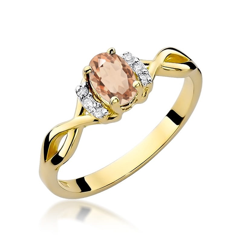 Inel Aur 14K cu Morganit 0.40 ct si Diamante Naturale 0.05 ct (Varianta: Roz)