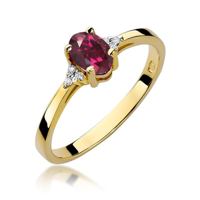 Inel Aur 14K cu Rhodolite 0.50 ct si Diamante Naturale 0.05 ct (Varianta: Galben)