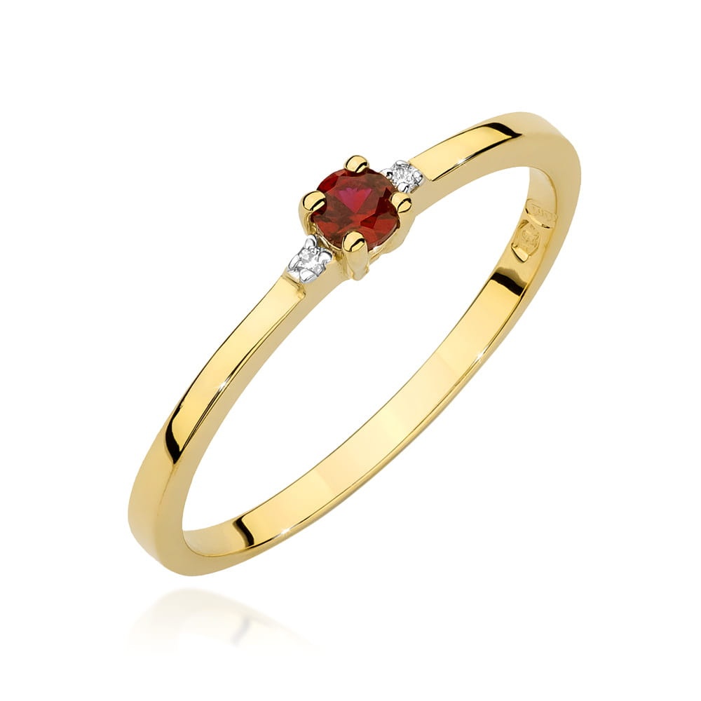Inel Aur 14K cu Rubin 0.15 ct si Diamante Naturale 0.01 ct (Varianta: Galben)