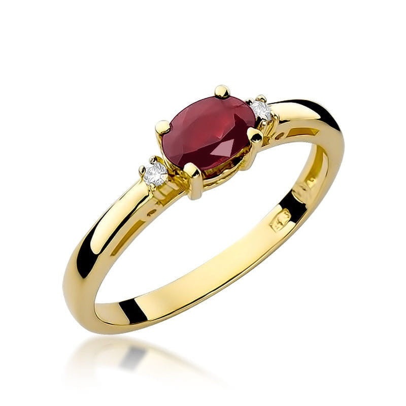 Inel Aur 14K cu Rubin 0.60 ct si Diamante Naturale 0.03 ct (Varianta: Galben)