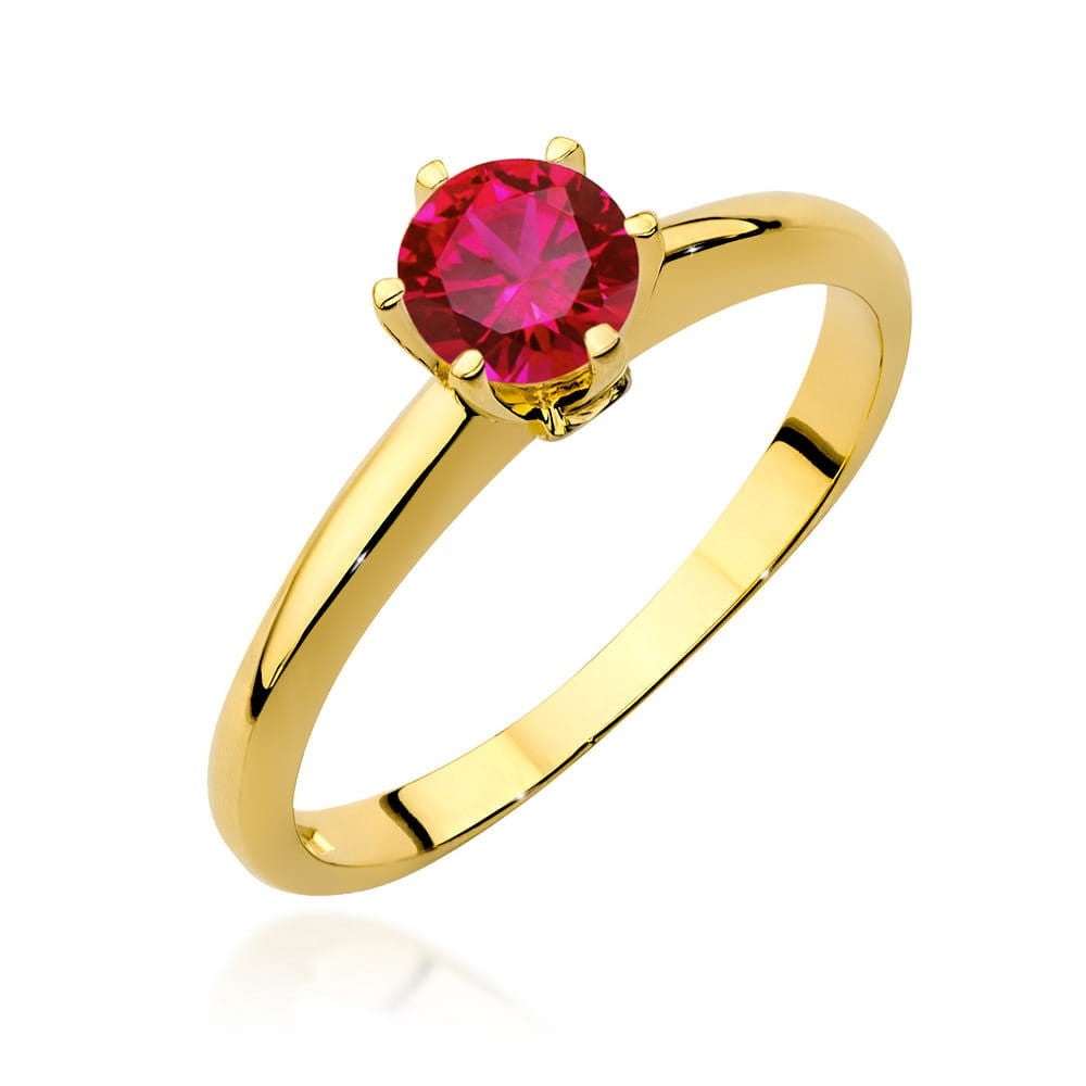 Inel Aur 14K cu Rubin 0.60 ct si Diamante Naturale 0.04 ct (Varianta: Galben)