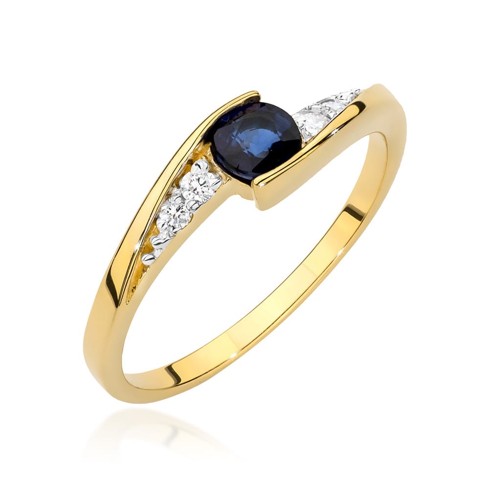 Inel Aur 14K cu Safir 0.30 ct si Diamante Naturale 0.06 ct (Varianta: Alb)