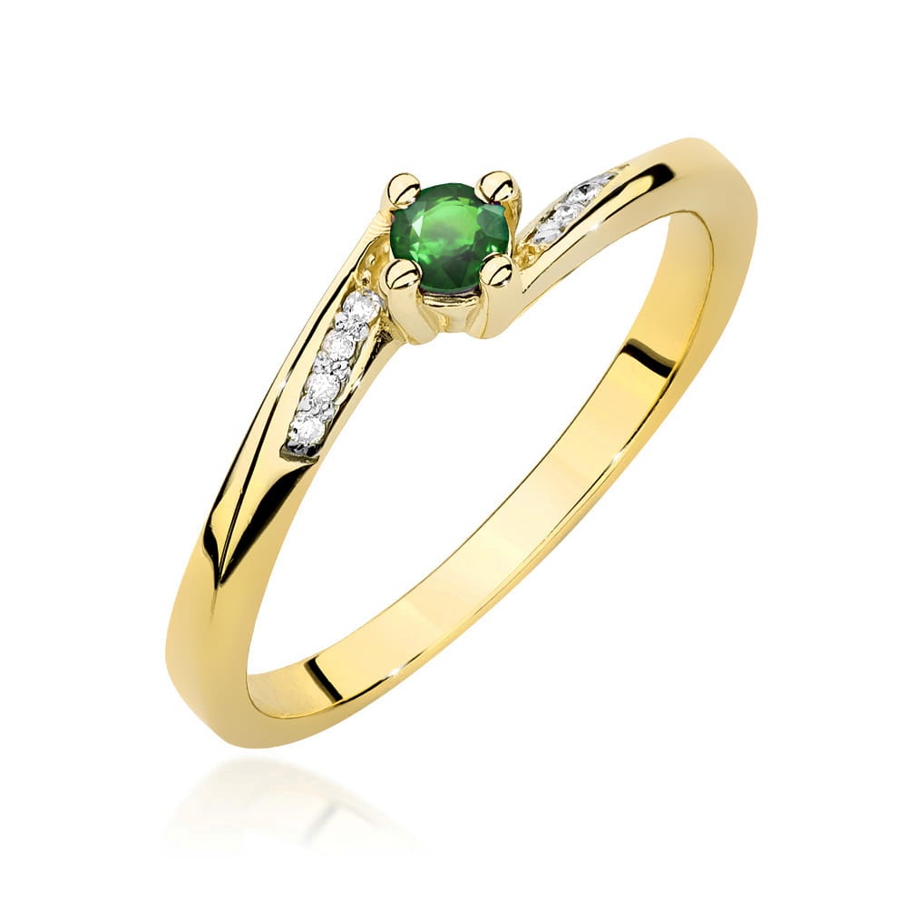 Inel Aur 14K cu Smarald 0.15 ct (Varianta: Galben)