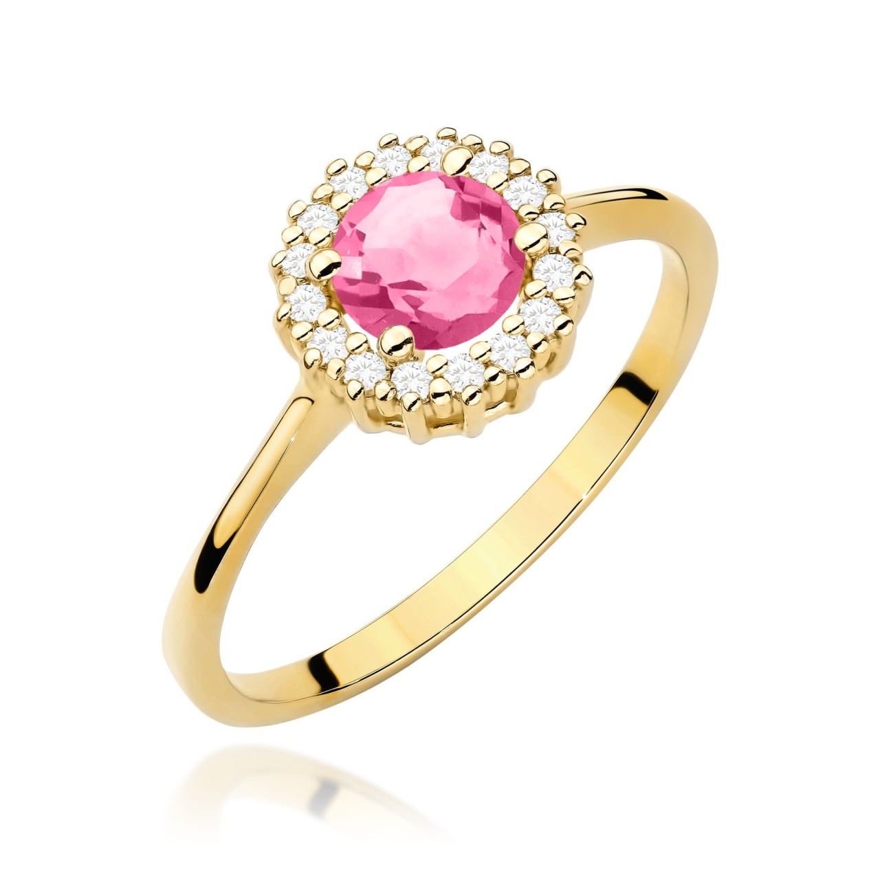 Inel Aur 14K cu Topaz Roz 0.60 ct si Diamante Naturale 0.14 ct (Varianta: Galben)