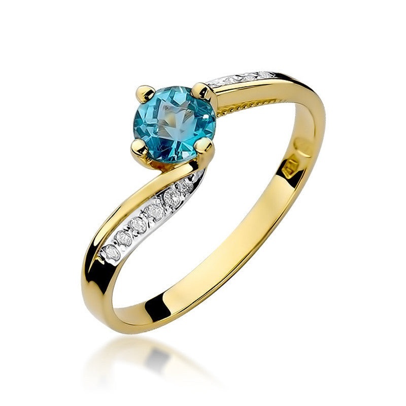 Inel Aur 14K cu Topaz Swiss 0.50 ct si Diamante Naturale 0.05 ct (Varianta: Galben)