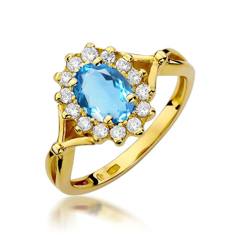 Inel Aur 14K cu Topaz Swiss 0.50 ct si Diamante Naturale 0.12 ct (Varianta: Alb)