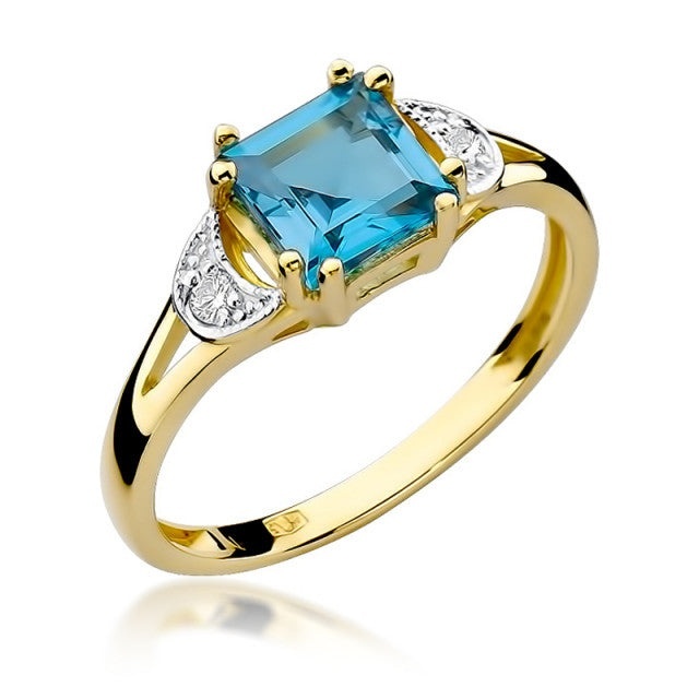 Inel Aur 14K cu Topaz Swiss 1.40 ct si Diamante Naturale 0.06 ct (Varianta: Galben)