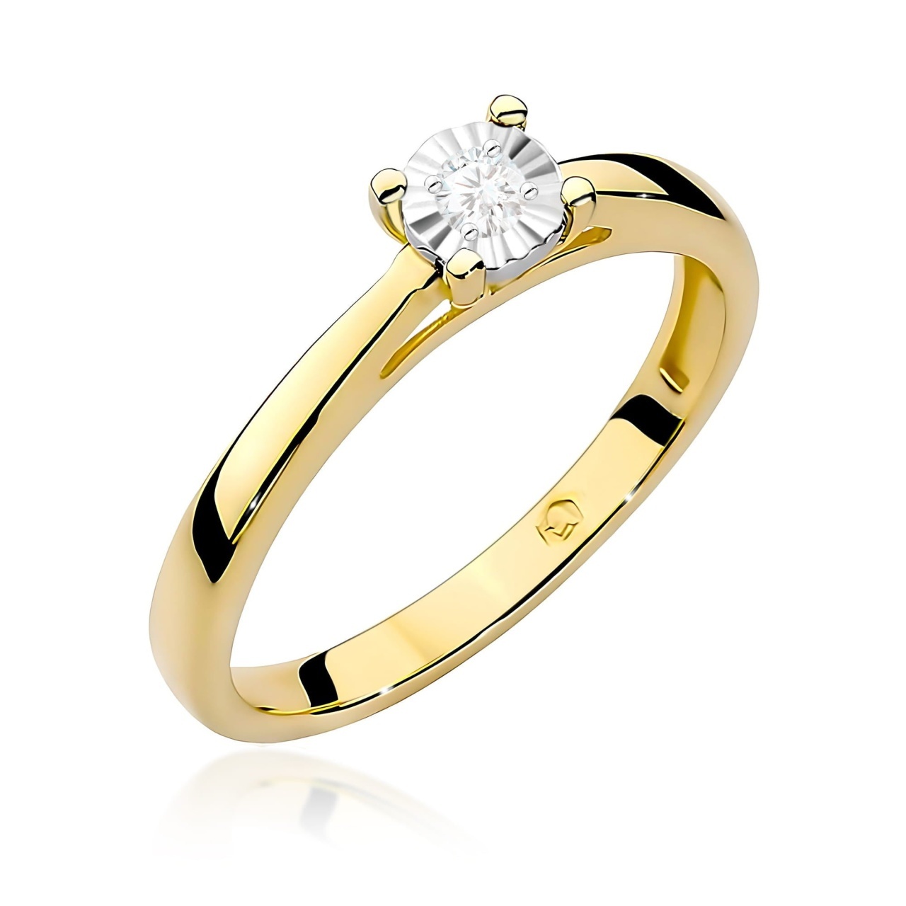 Inel Aur 9K cu Diamant de Laborator 0.08 ct (Varianta: Galben)