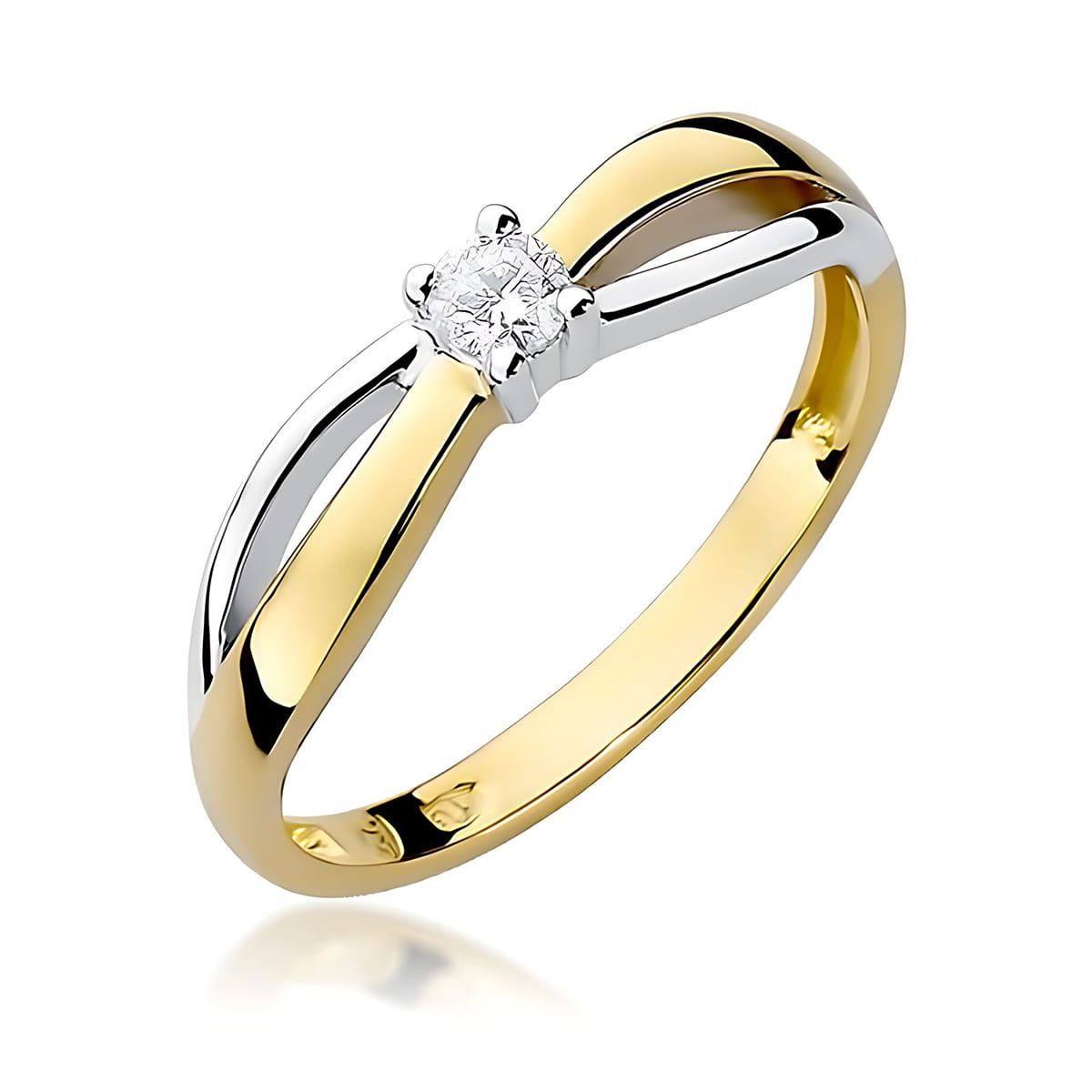 Inel Aur 9K cu Diamant de Laborator 0.10 ct (Varianta: Galben)