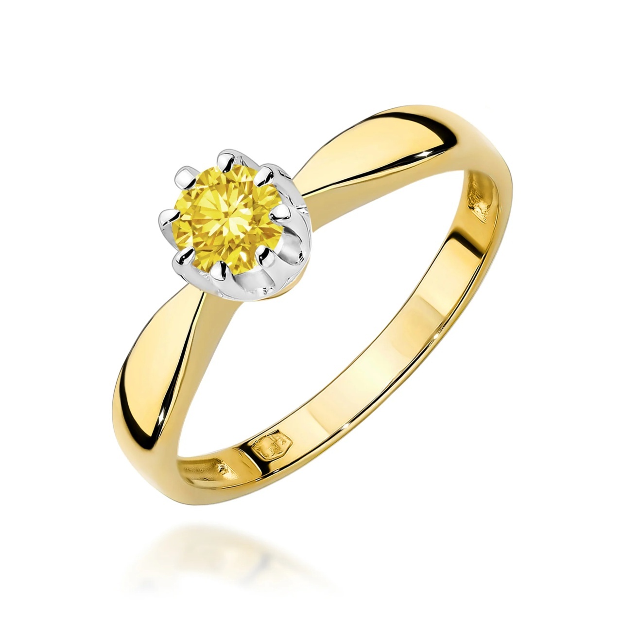 Inel Aur 9K cu Diamant Galben de Laborator 0.30 ct (Varianta: Galben)