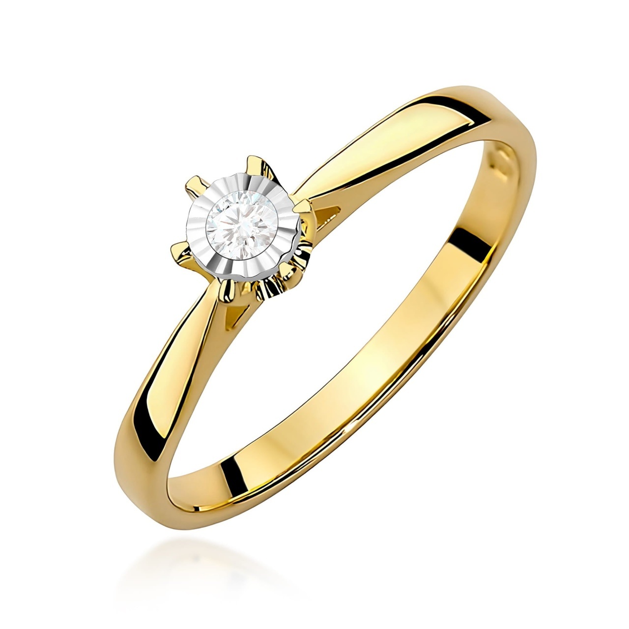 Inel Aur 9K cu Diamant Natural 0.05 ct (Varianta: Galben)