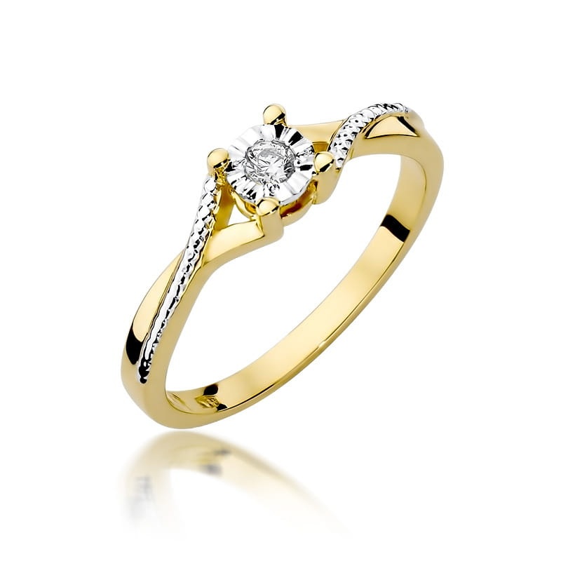 Inel Aur 9K cu Diamant Natural 0.08 ct (Varianta: Galben)