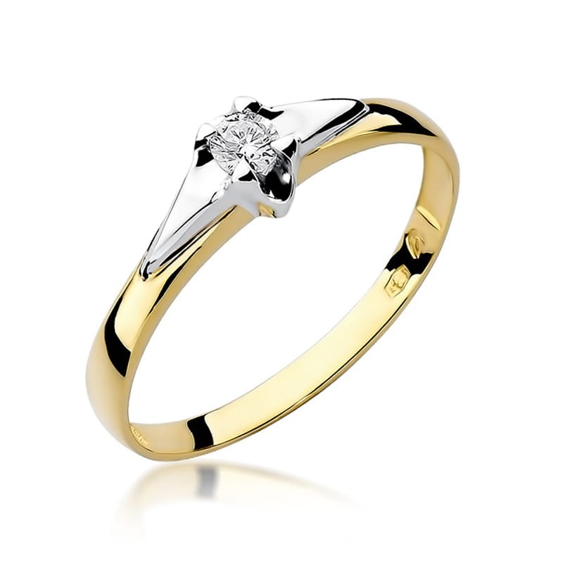 Inel Aur 9K cu Diamant Natural 0.08 ct (Varianta: Galben)
